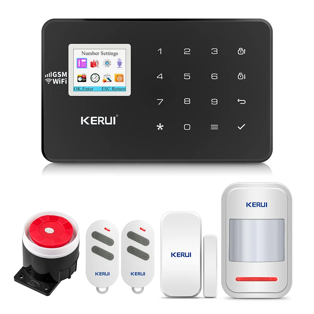 KIT1 KERUI W18 Wi-Fi GSM система охранной сигнализации с автоматическим набором 6 обозначенных телефонов приложение управление настраиваемый детектор движения датчик охранной сигнализации - Цвет: KIT1