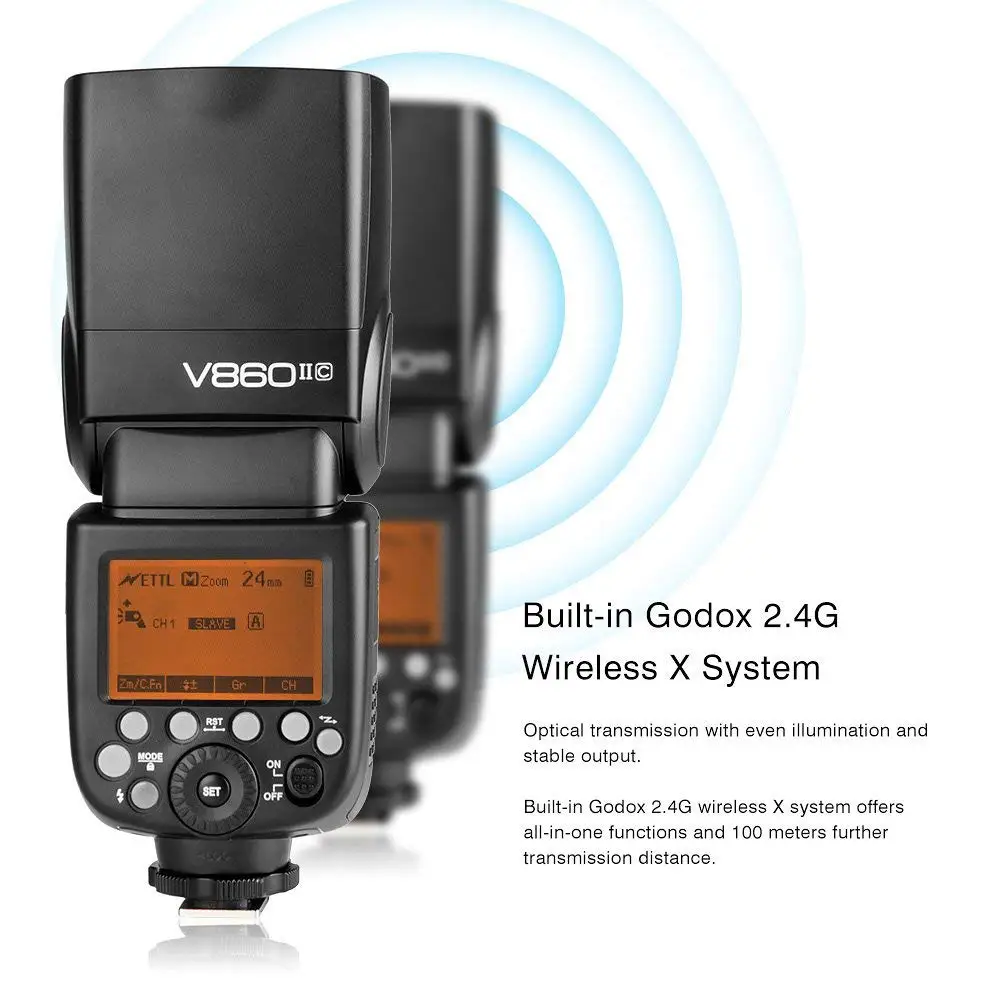 Литий ионный аккумулятор Godox V860IIC 2 шт. 4G GN60 HSS 1/8000s Вспышка Speedlite для камеры 1. Время