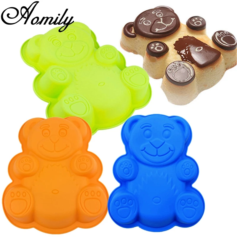 

Aomily 3D Bear Silicone Mould DIY Handmade Fondant Cake Decorating Jelly Chocolate Baking Mould Tray Kitchen Bakeware Tools