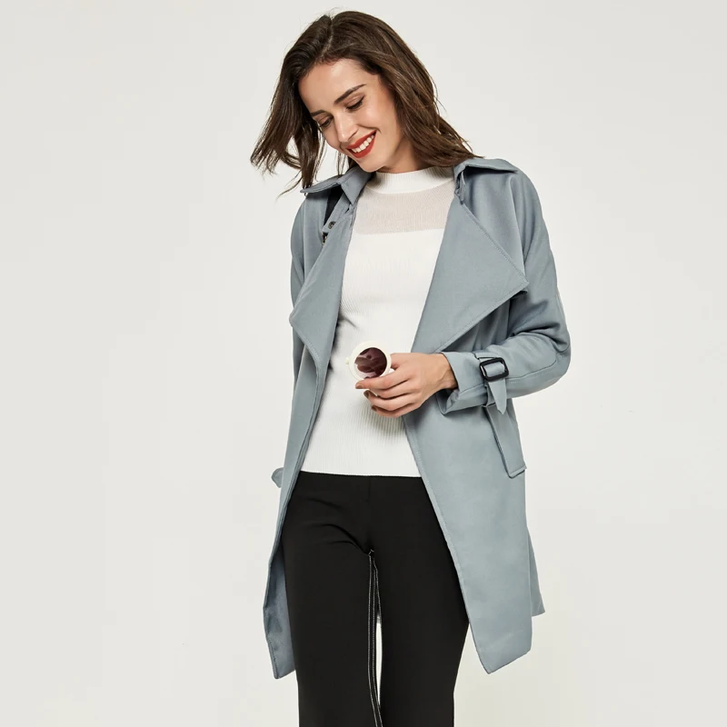 HEE GRAND/Новинка 2018 года сплошной цвет Открыть стежка повседневное тренч для женщин