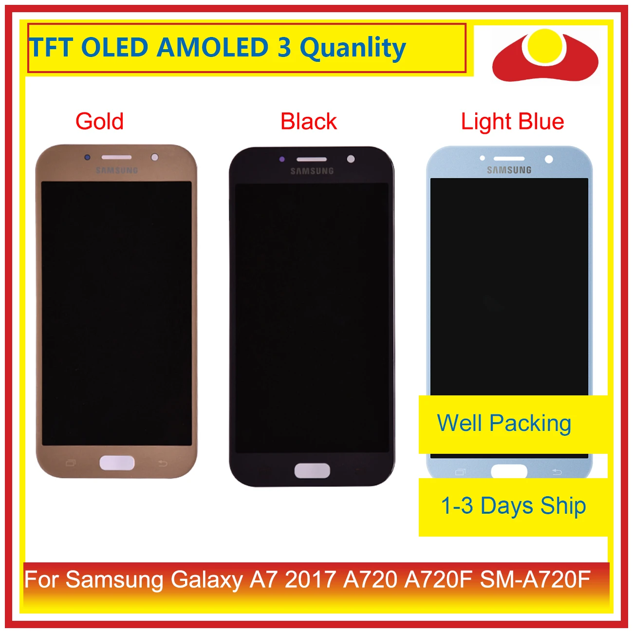 Для Samsung Galaxy A7 A720 A720F SM-A720F ЖК-дисплей с сенсорным экраном дигитайзер панель монитор в сборе