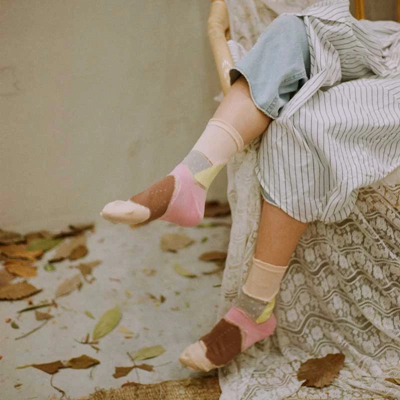 Женские летние короткие носки SP & CITY винтажные прозрачные тонкие до щиколотки с