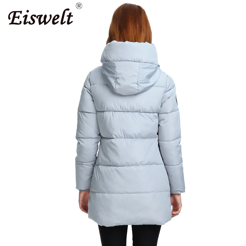 EISWELT 2018 Новая модная Длинная зимняя куртка женское приталенное пальто женская