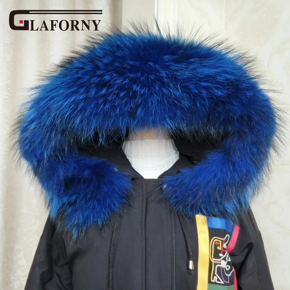 2020 FXFURS из натурального енота меховой воротник зимнее женское пальто с капюшоном