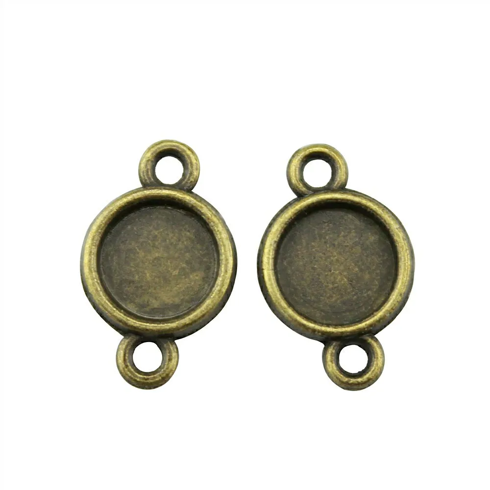 50pcs Fit 8mm Round Glass Cabochon Base Setting Pendant Tray Antique Bronze Plated Vintage Jewelry Findings For Making | Украшения и