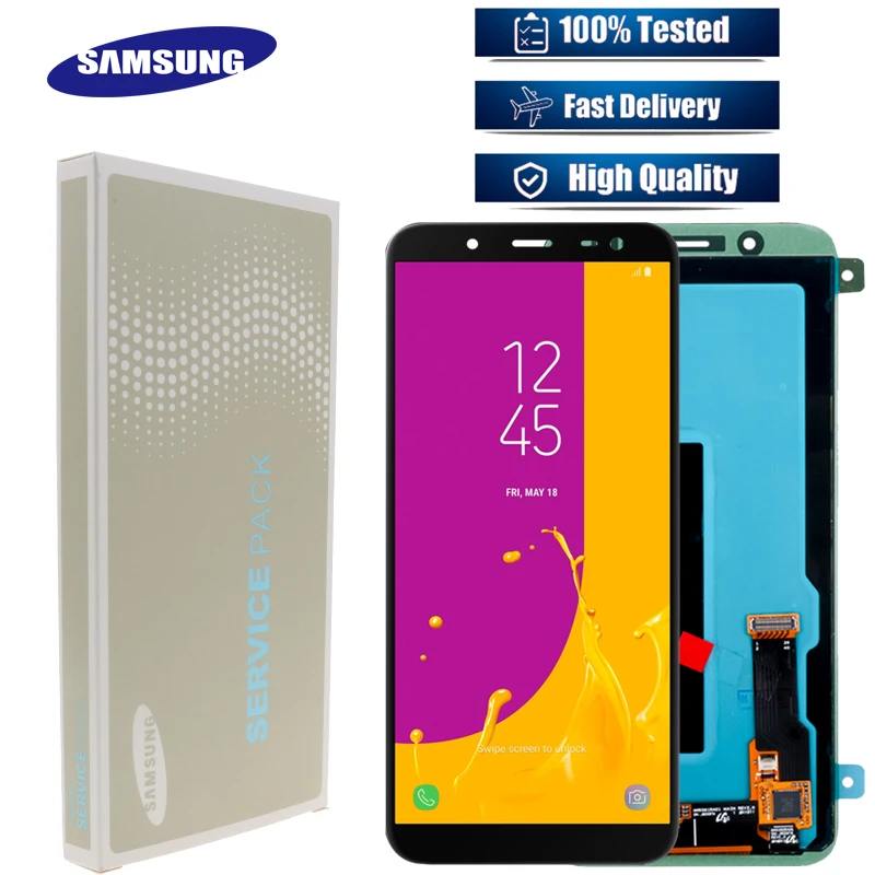 5,6 ''Супер AMOLED lcd для SAMSUNG Galaxy J6 J600F J600G дисплей с сенсорным экраном в сборе запасные части