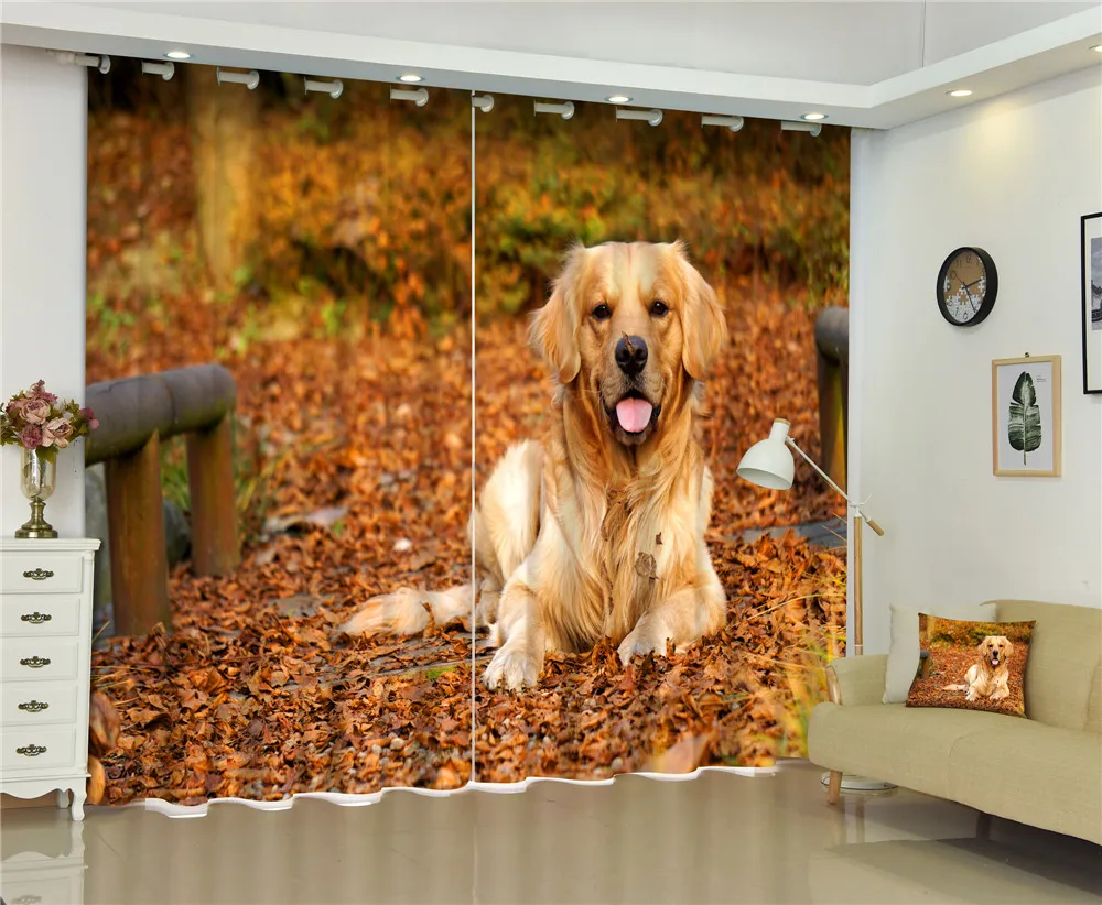 

Curtains dog Luxury Blackout 3D Curtains For Living Room kids Bedroom Window Cortinas Drapes Rideaux Customized size pillowcase
