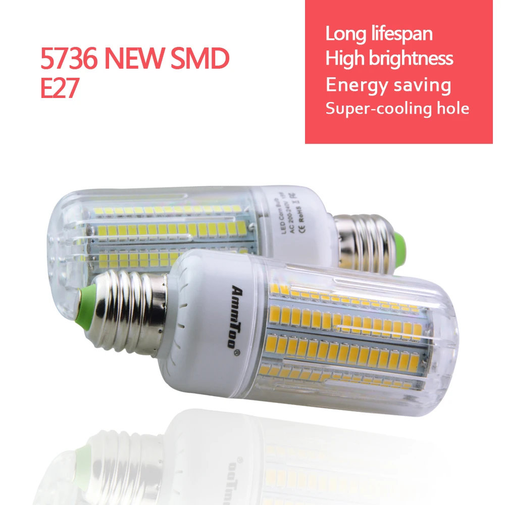 Светодиодный светильник SMD 5736 E27 3 Вт 5 7 9 12 15 E14 220 В светодиодный в форме свечи ярче