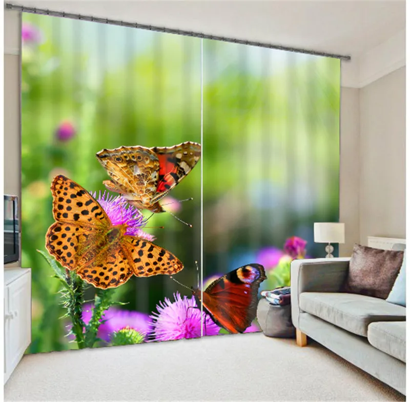 

girl Bedroom Luxury Blackout 3D Window Curtain For Living Room Customized size Drapes cortinas Rideaux butterfly Cushions cover