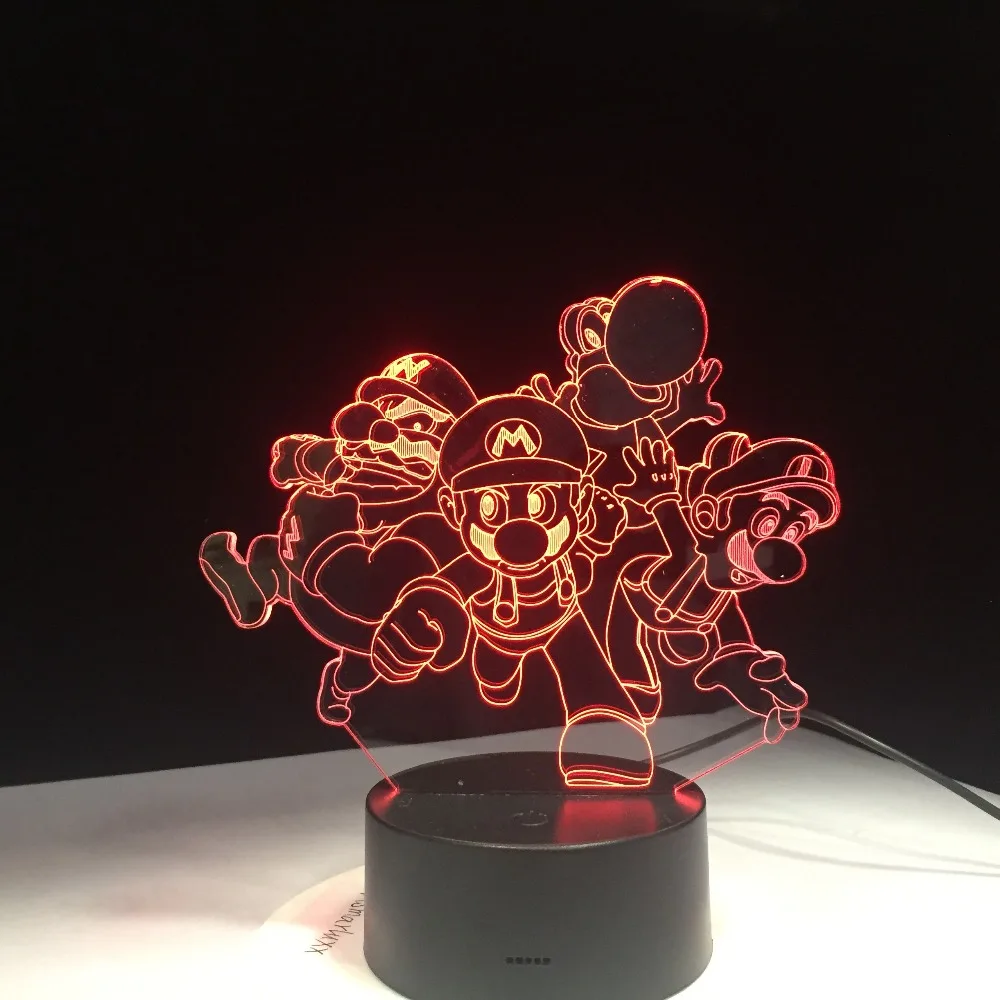 3D лампа в стиле Super Mario Bros Луиджи тоad дракон USB акриловый супер подарок для детей