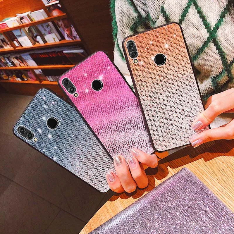 Чехол с градиентными блестками для Huawei Y7 Y6 Pro Prime Y9 P Smart P30 P20 Lite Pro Nova 4 3i 3 Honor 20 8X 8C Блестящий блестящий чехол