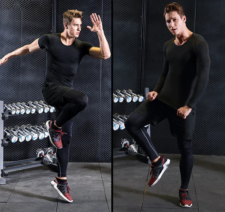 Quick Dry Sports Suit Men's Running Sets Gym Fitness Clothing Compression Basketball Tights Tracksuit Jogging Running Sportswear
