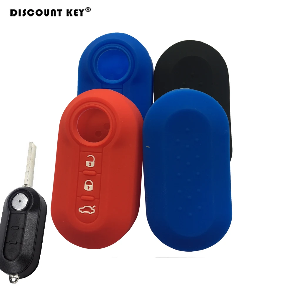 Силиконовый резиновый автомобильный чехол для ключей FIAT 500 Panda Punto 3 кнопочный