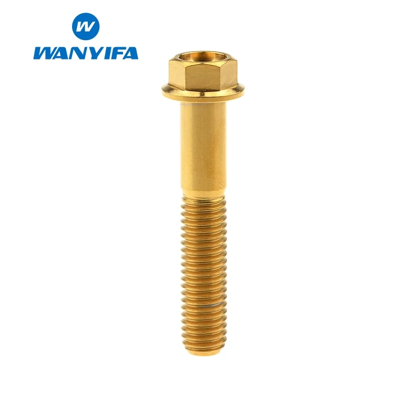 M8x45 Gold Wanyifa M8x15 20 25 30 35, 40 45 50 55 60 65 мм с коротким фланцем Головкой Винт С Титановым болтом для дисковые велосипедные тормозные цвета: золотистый, голубой цвет - Цвет: M8x45 Gold