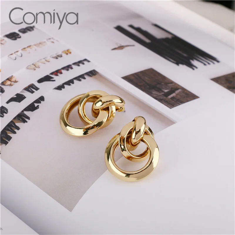 Женские серьги Comiya Aliexpress золотистые из цинкового сплава в Корейском стиле