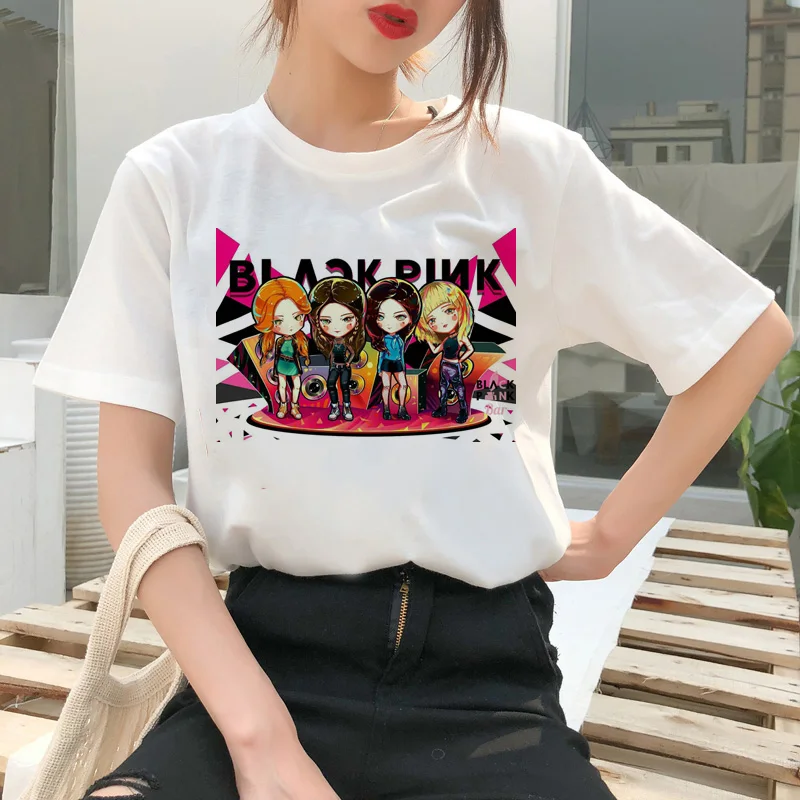 Blackpink Kill This Love Футболка Harajuku LISA JISOO JENNIE ROSE 90s мультяшная футболка женская модная футболка женская футболка Ullzang