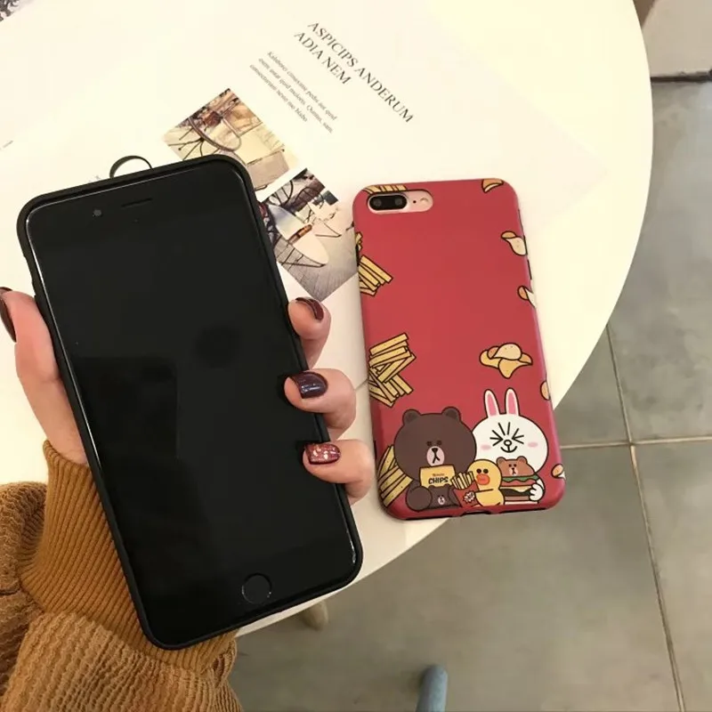 TIZQK Cartoon Pattern Anti-knock Phone Case For iphone 6 6s 7 8 Plus X Back Cover Smooth Soft IMD Fitted Cases |