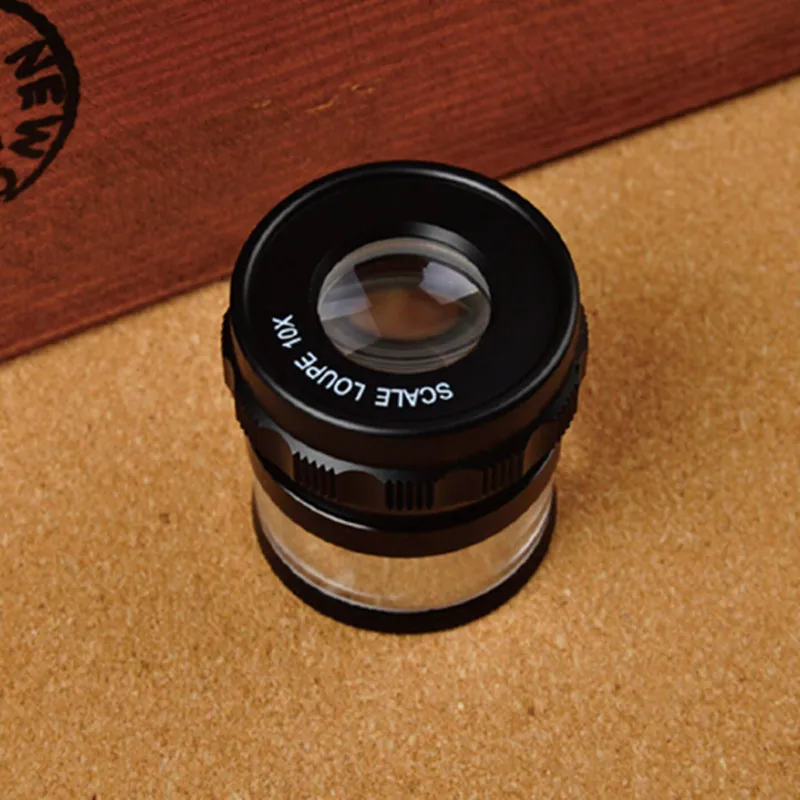 Металлическая Цилиндрическая шкала 10X увеличительное стекло с регулируемым