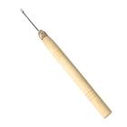 Нитевдеватель для крючков с деревянной ручкой, инструмент для вытягивания, соединение микроколецпетли, инструмент для удлинения волос Плетеный парик