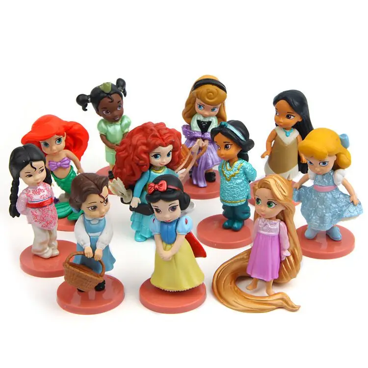 Disney игрушечные принцессы 11 шт./компл. 8 см Русалочка Белоснежка Ариэль Bella Динь ПВХ