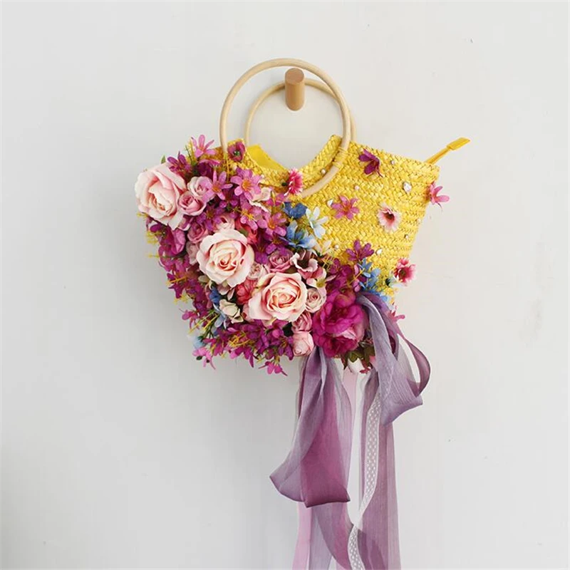 Женская соломенная сумка ручной работы Большая вместительная сумка-тоут с