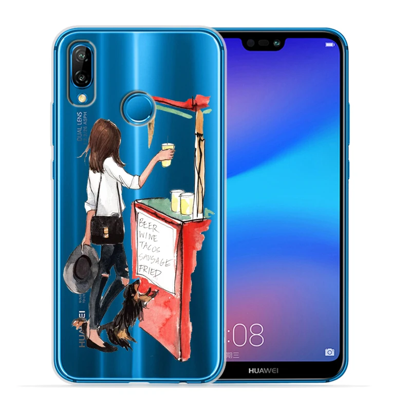 Модный мягкий силиконовый чехол для девушек телефона Huawei P20 Lite Pro P30 P8Lite P9Lite 2017 P Smart