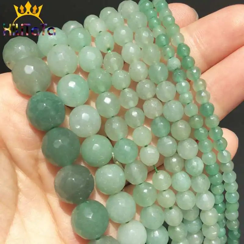 Бусины из натурального камня граненые зеленые авантюрин нефритовые бусины