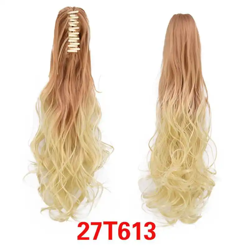 JOY& BEAUTY, 20 дюймов, длинные кудрявые синтетические волосы, высокотемпературное волокно, 120 г, Омбре, цветные накладные волосы на заколках, конские хвосты - Цвет: #8
