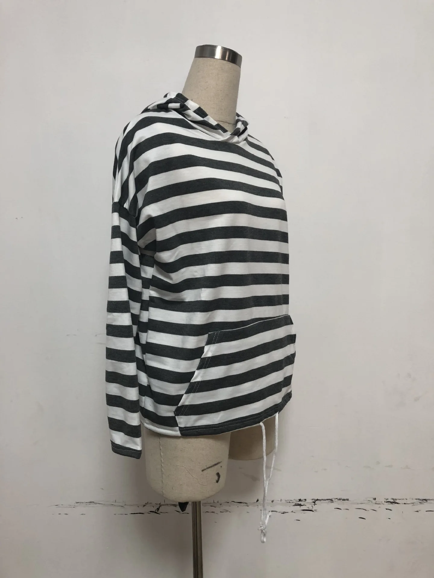 Футболка женская рубашка с длинными рукавами корейский стиль Девушка Полосатый