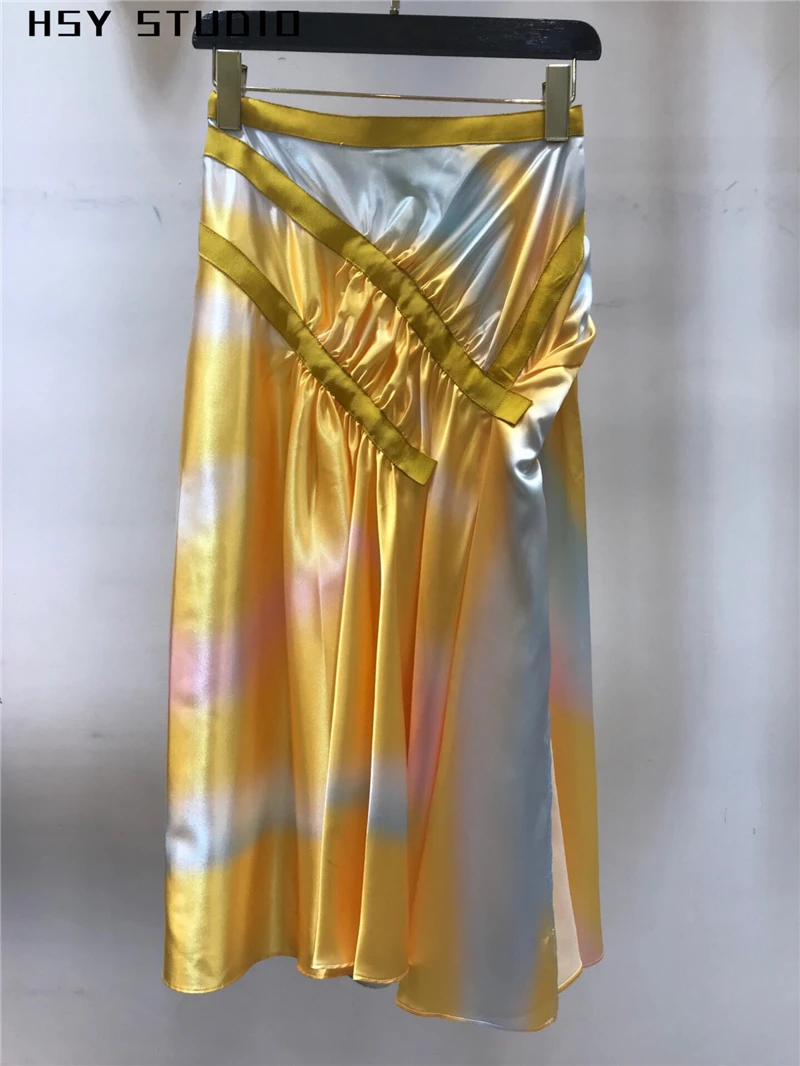 【HSY studo】2019 Летний новый тренд с радужным принтом женский костюм длинным рукавом