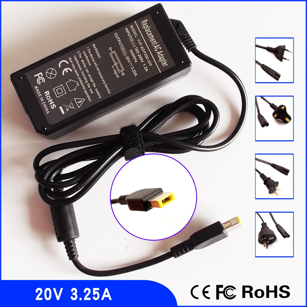 

20V 3.25A Laptop Ac Adapter Charger for Lenovo Thinkpad E531 E431 T440S T440 X230s X240 X240s G400 G405 G500 G505 U330p S310