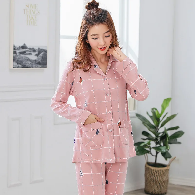 Women Cotton Lingerie Cute Cartoon Pyjamas Sleepwear Long Sleeve Underwear Nightwear Set Pajamas Pijamas Femme | Женская одежда