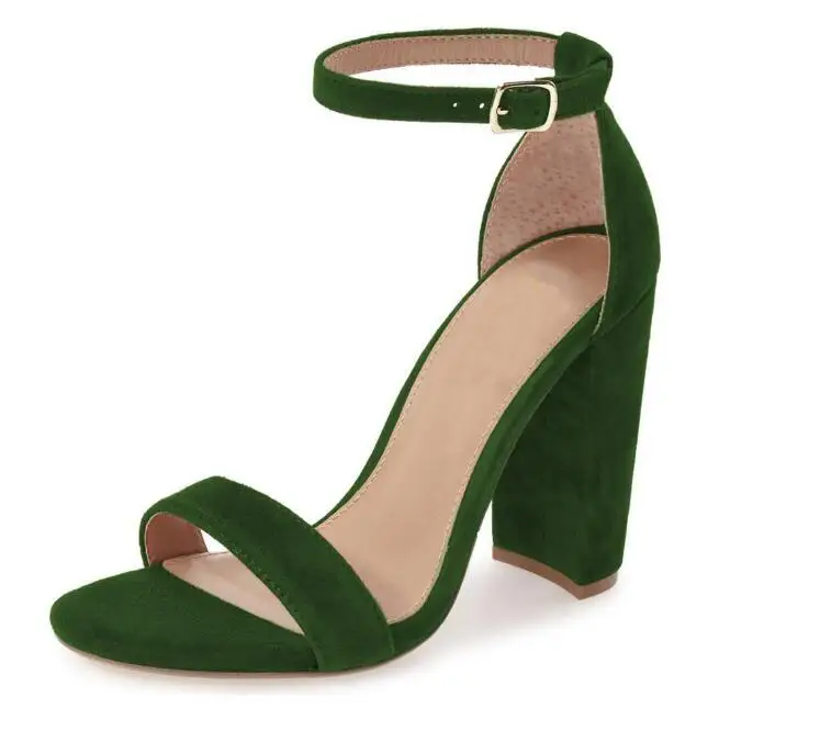 Olive Green LOVIRS/женские босоножки на высоком массивном каблуке с открытым носком и закрытой пяткой; Модные Классические босоножки с ремешком на щиколотке для отдыха; модельные туфли - Цвет: Olive Green
