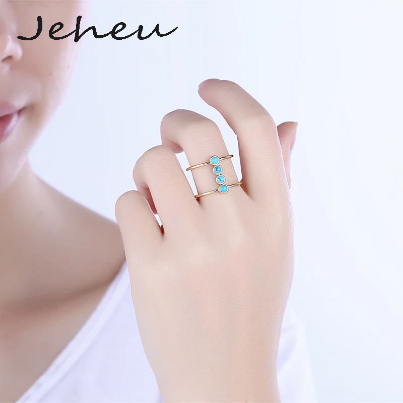 Free Size Gold Color Wide Ring for Women Fashion Turquoise Stone Double Layer | Украшения и аксессуары
