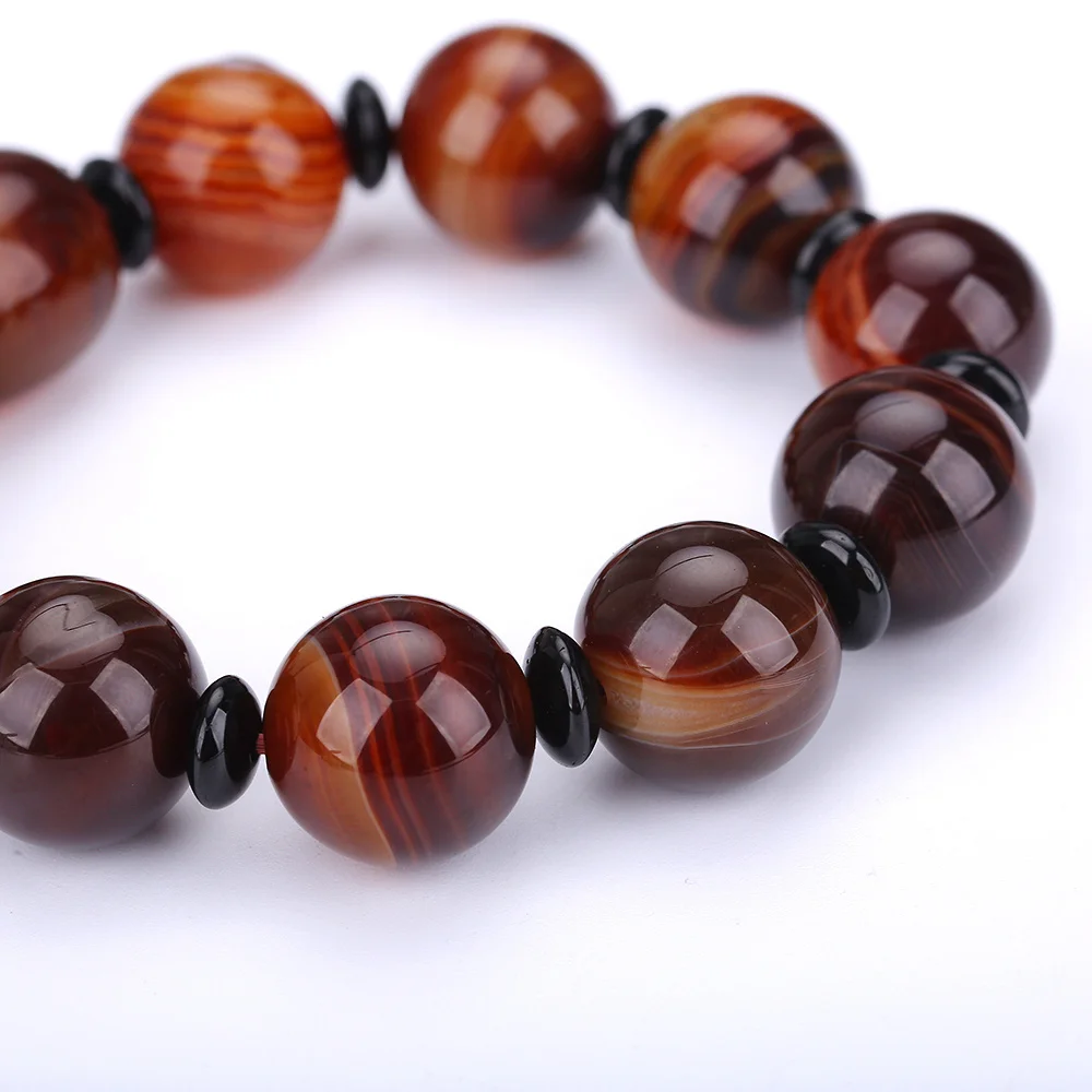 Натуральный агат для мужчин Камень Strand браслеты круглый украшения бисер
