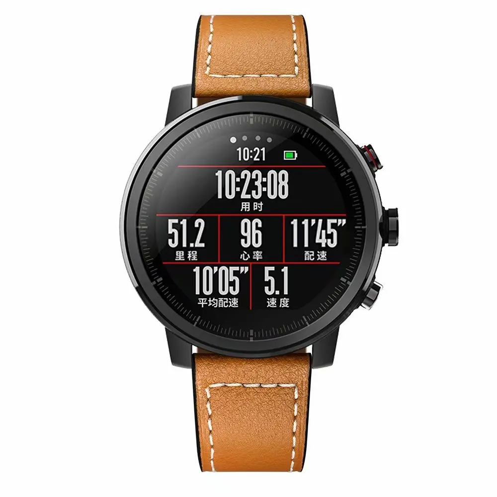 22 мм часы ремешок для Xiaomi Huami Amazfit 2 1 Stratos темп 2 кожаный ремешок для Шестерни S3 huawei часы 2pro наручный ремень