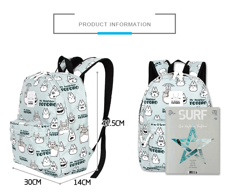 Totoro рюкзаки женские милые 15,6 ''рюкзак для ноутбука школьные сумки для подростков девочек мальчиков рюкзак для женщин Mochila