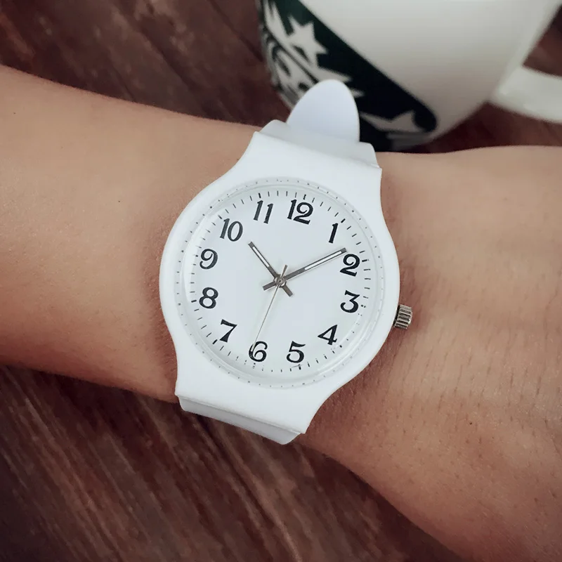 Роскошные простые Кварцевые резиновые часы для влюбленных пар повседневные