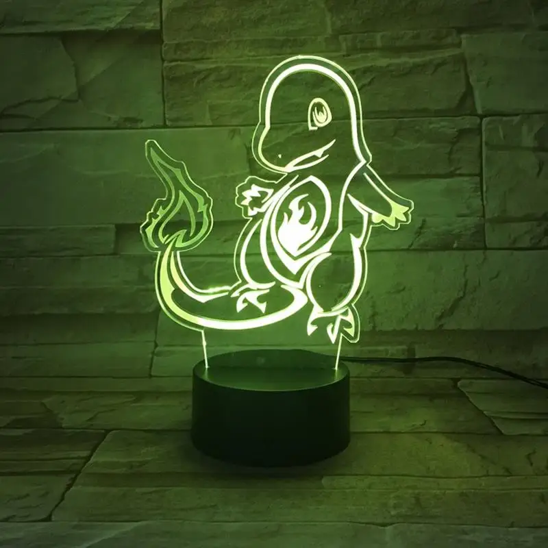 Мультфильм 3D лампа Покемон игровые фигурки огонь Дракон Charmander ночник светодиодный светильник многоцветный детский подарок Детские Игрушки Гаджеты