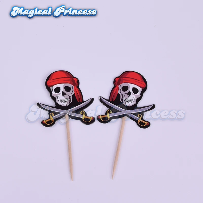 24pcs Pirate Flags for Cake Topper Skull Decoration Birthday Party Supplies | Дом и сад