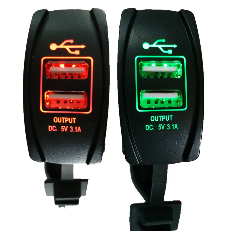 

3.1A 12-24V LED Universal Car Charger Waterproof Dual USB Port Charger Socket Outlet for Motorcycle Car Auto Accessories Camping