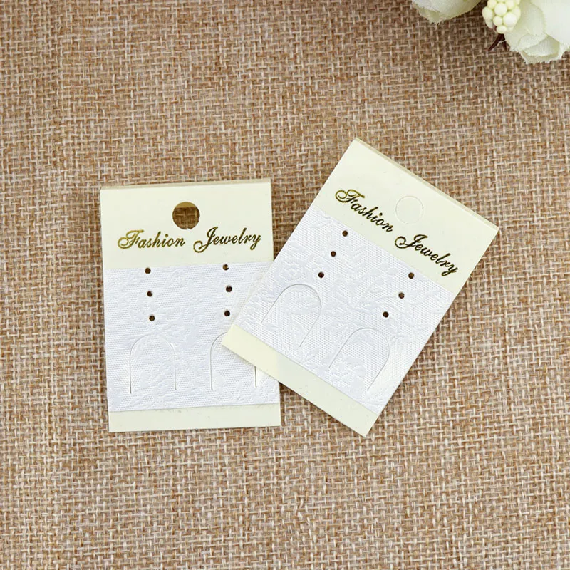 

Plastic Jewelry Packing Card Hot Hooks Earrings Light Yellow Display Hanging Card 200pcs 3.6x5cm Paper Earring Card Tags