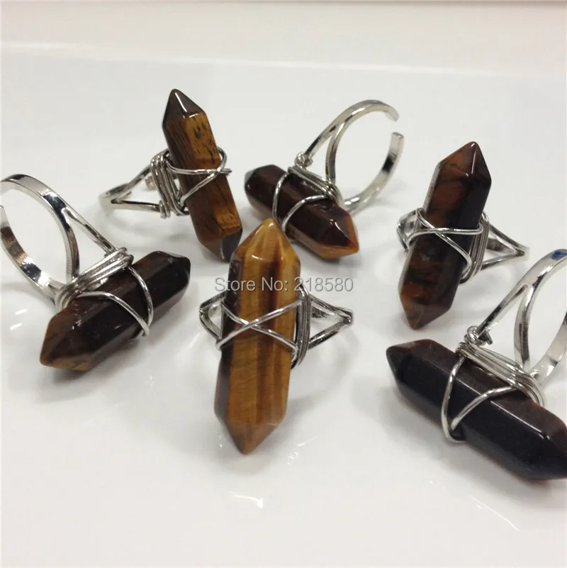 

H-ADR11 Healing Stone Tiger Eye Point Silver Ring