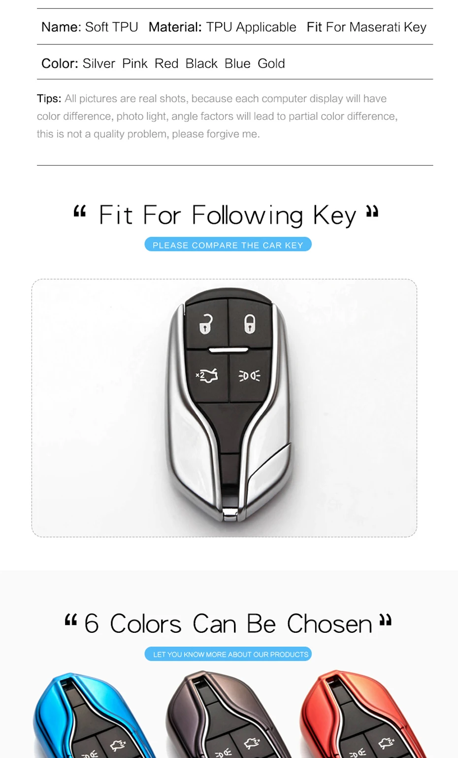 6 Color Soft Car Key Ring Case For Maserati Levante Ghibli Quattroporte Granturismo Interior Accessories Car Smart Key Bag Cover
