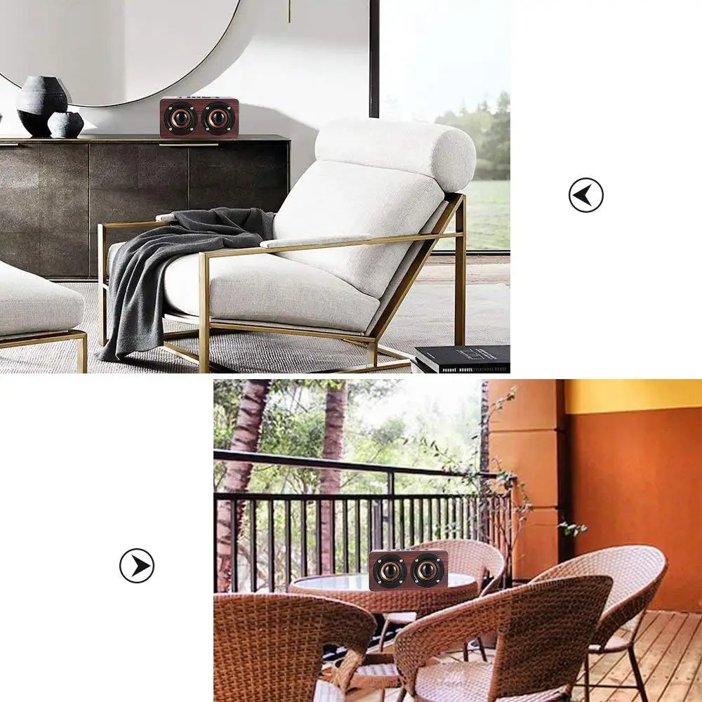 SAGO Wooden Wireless Bluetooth Speaker Hi-Fi Sound Bar With Mic Stereo Music Subwoofer For Samsung S9 Plus/Iphone/Computer/TV |