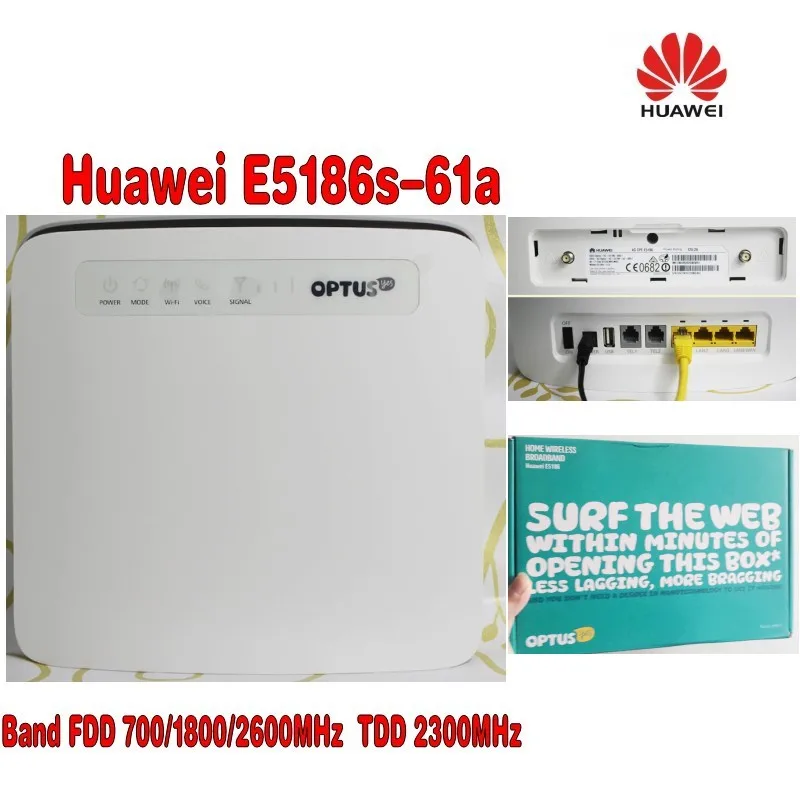 Huawei E5186s-61a LTE FDD 700/1800/2600Mhz TDD2300Mhz Cat6 300Mbps Mobile Router+4G Antenna