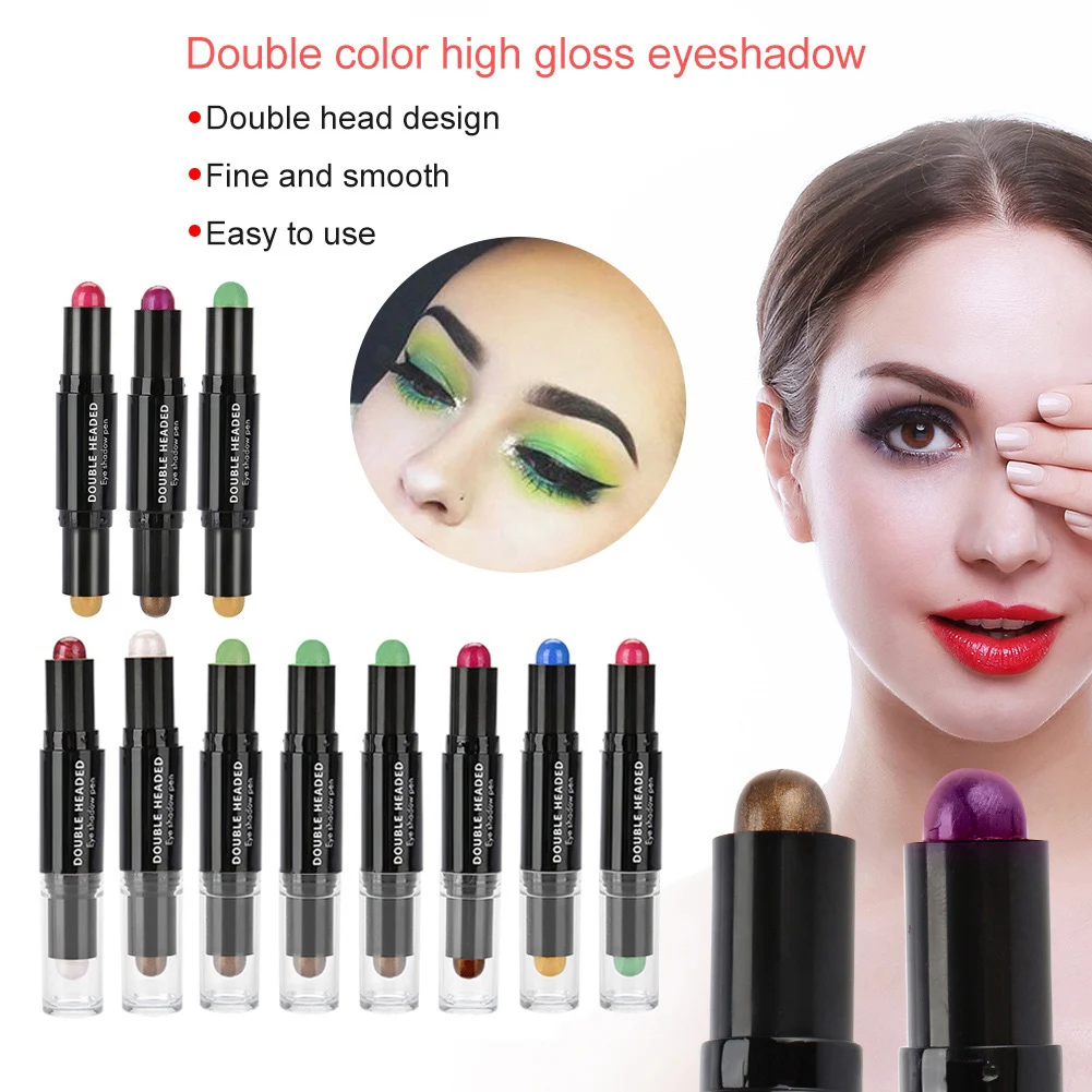 12 Colors double sided Multicolor Professional Waterproof Eyeshadow Stick Highlighter Glitter Pencil Eye Makeup Cosmetics Tools | Красота и