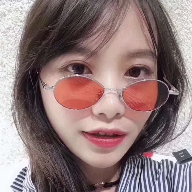 Маленькие Овальные Солнцезащитные очки женские Ретро красные винтажные золотая
