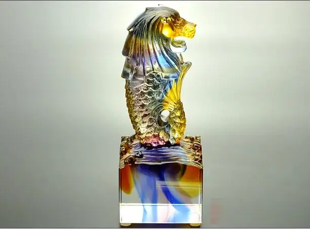 Фото 13 см Новые остекленные merlion сувенир печать украшения Дом и сад 13 см Новые остекленные merlion сувенир печать украшения Дом и сад