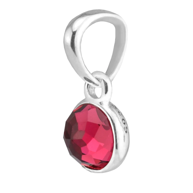

Fits For Pandora Bracelets July Droplet Charms with Ruby 100% Sterling Silver Beads Free Shipping